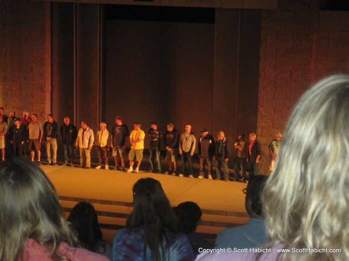 Veterans were asked to come down and be acknowledged. Smitty is 4th from right.