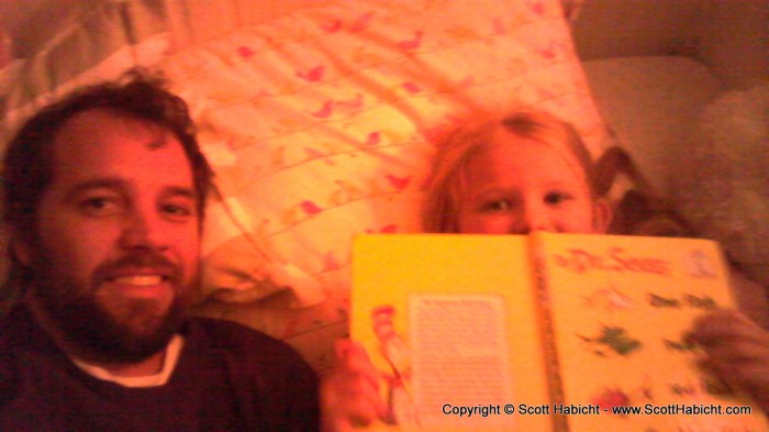 Reading a bedtime story to Cecelia.