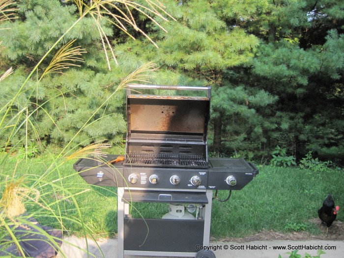 Kelli went to Beth's house for some food on the grill. Notice the chicken?