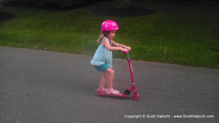 For Amber's birthday we got her a scooter.