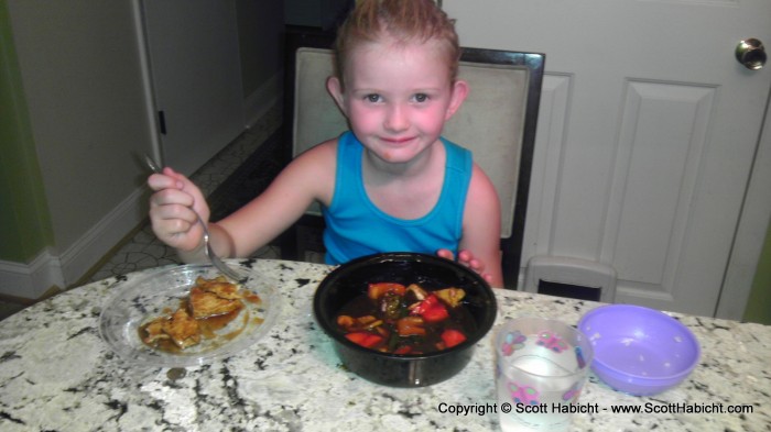 She asked if she could try my "chicken stuff", turns out Cecelia loves tofu.