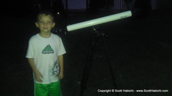 Taylor got out a telescope one night to look at the moon...