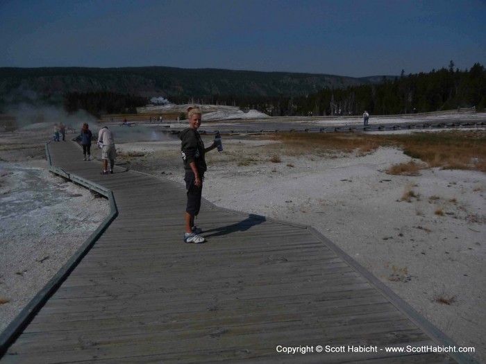 You could walk all around the geysers but were warned not to step off the trail.