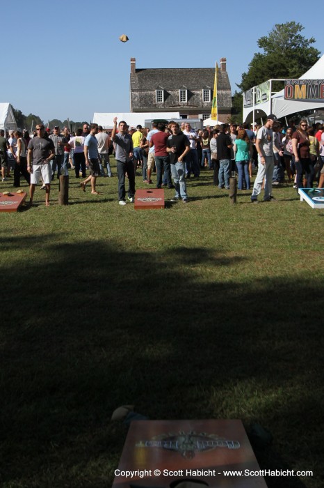 There were plenty of corn hole stations set up for the crowd to enjoy.