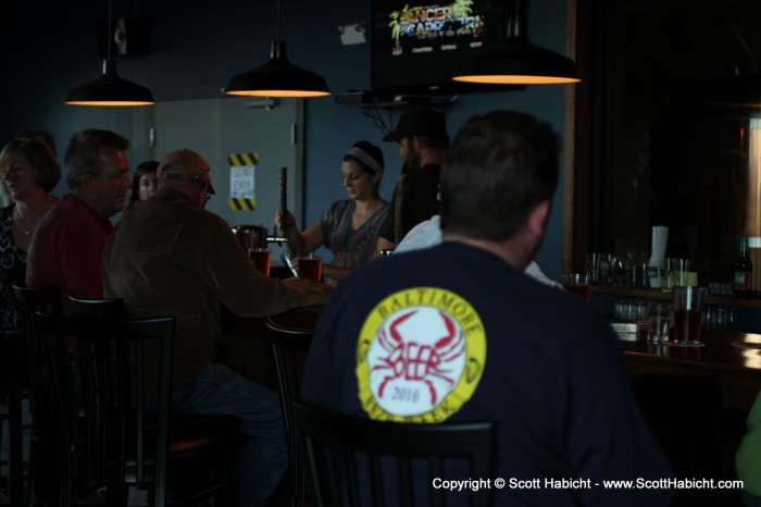 I didn't get a good shot of it for some reason, but behind the bar was a big window looking into the brewing area.