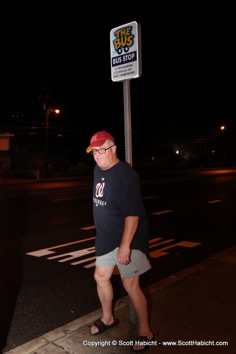 On the way home we found T-Lutz, who was helping to hold up that bus stop sign.