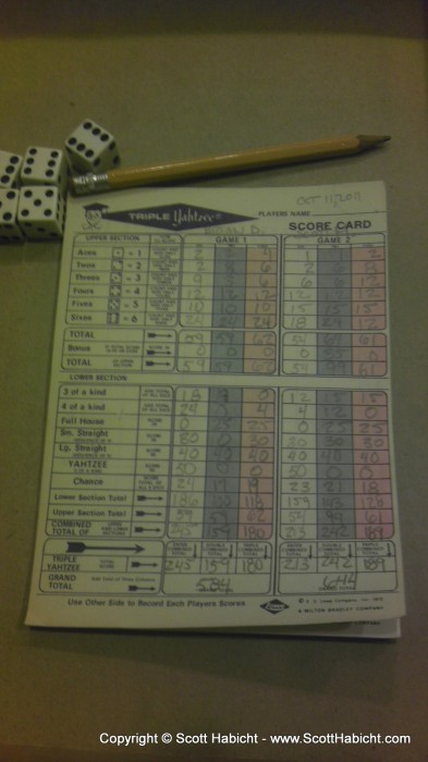 We also played Yahtzee...