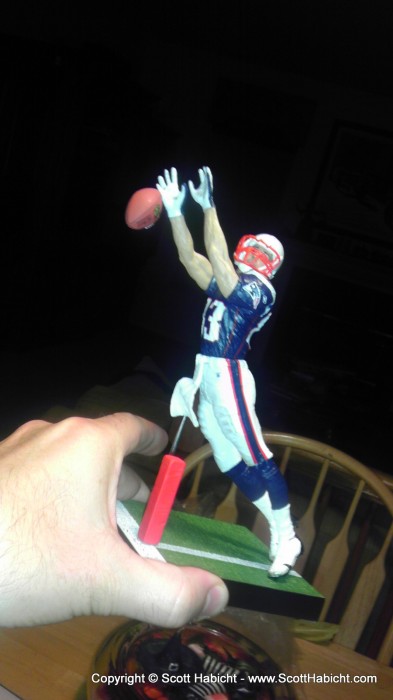 Somehow this showed up in my family room. For the record, Kelli has a school girl crush on Wes Welker.