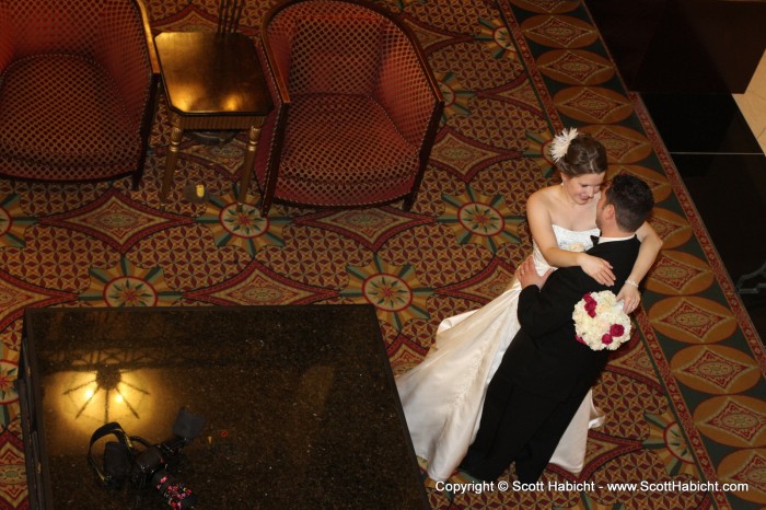 I grabbed this shot of Chris and Lindsay getting the wedding photos done below us.