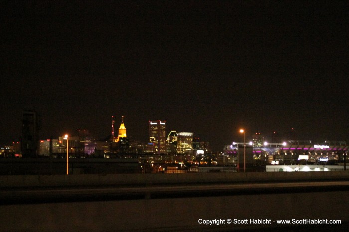 Baltimore lit in purple for the playoffs.