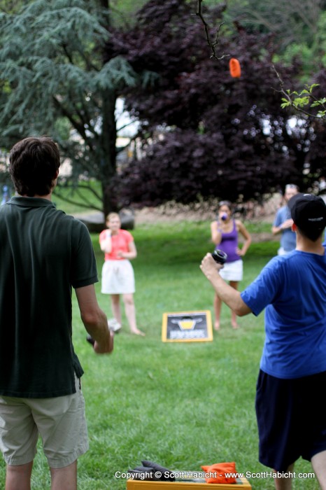 There were cornhole/bean bag toss stations setup for anyone to play.