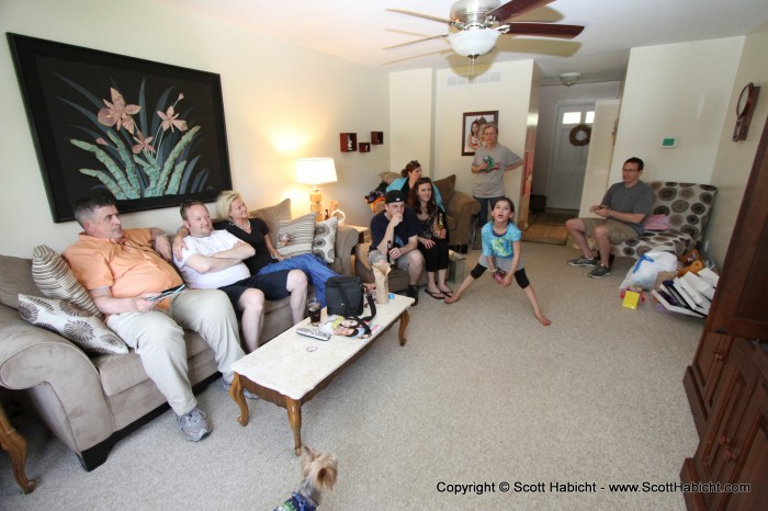 The adults relaxed in the other room.