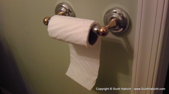 How NOT to hang toilet paper (thank you Kristi).