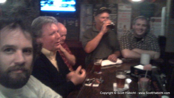 Hanging out at the bar with the regulars.