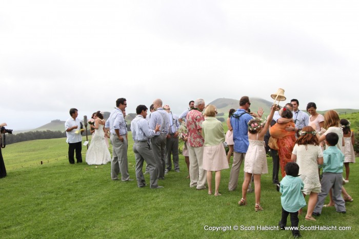 The wedding party stayed behind for pictures.