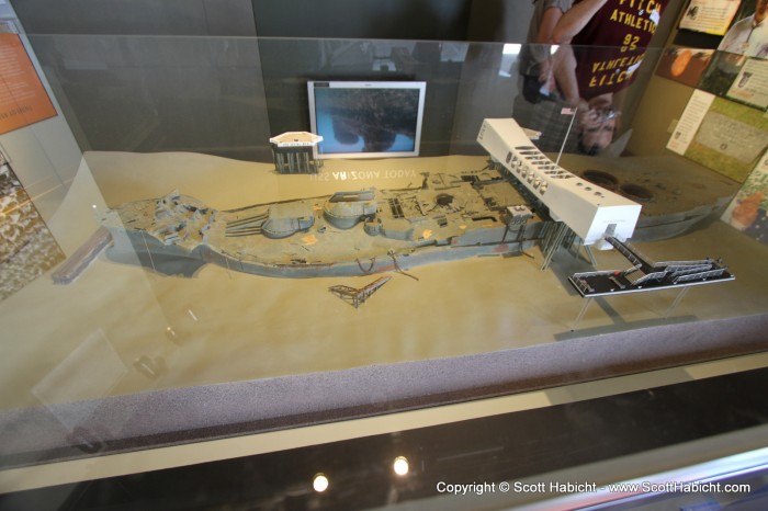 A model of the USS Arizona as it sits today.