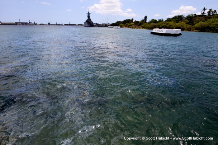 The ship is still leaking oil to this day. (USS Missouri in the background).