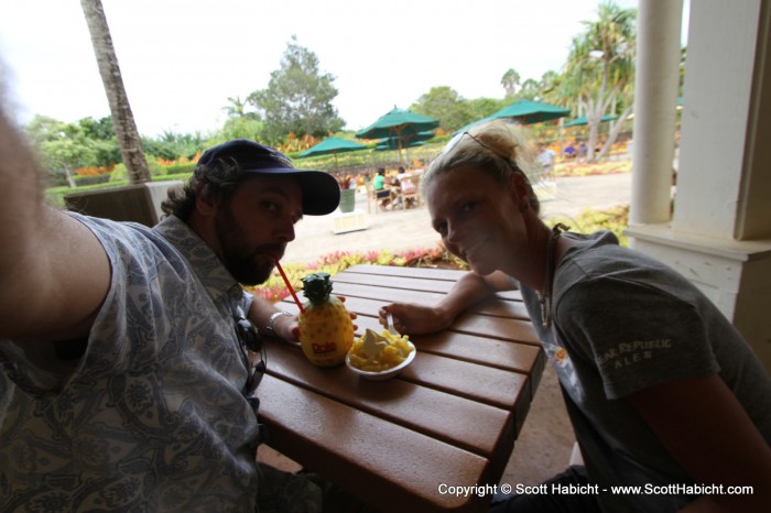 We stopped for some frozen pineapple treats.