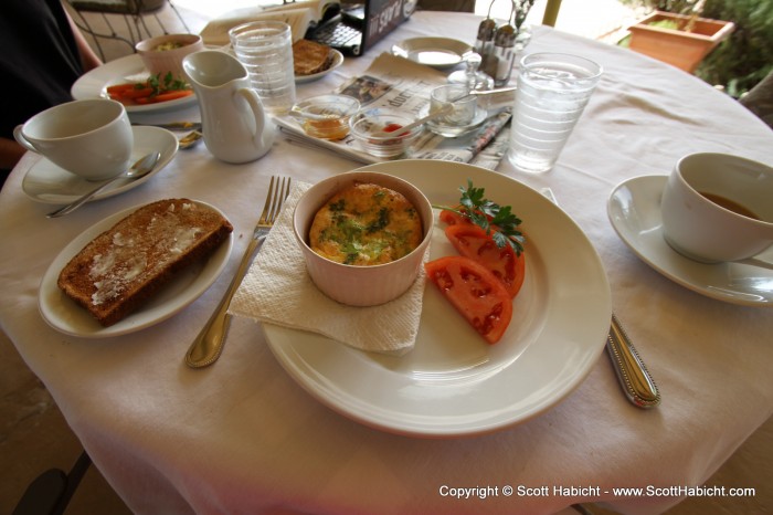 Breakfast, again, at the bed and breakfast.