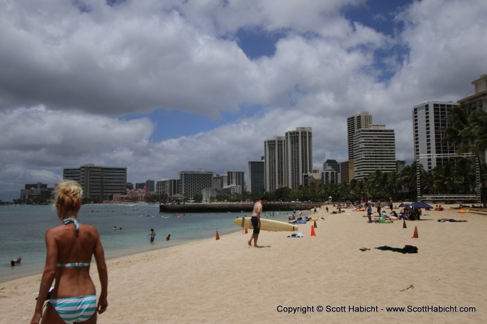 Kelli loves beaches, and this is her third one for the trip, Waikiki.