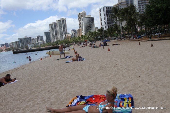 Of course, she went right to laying out.