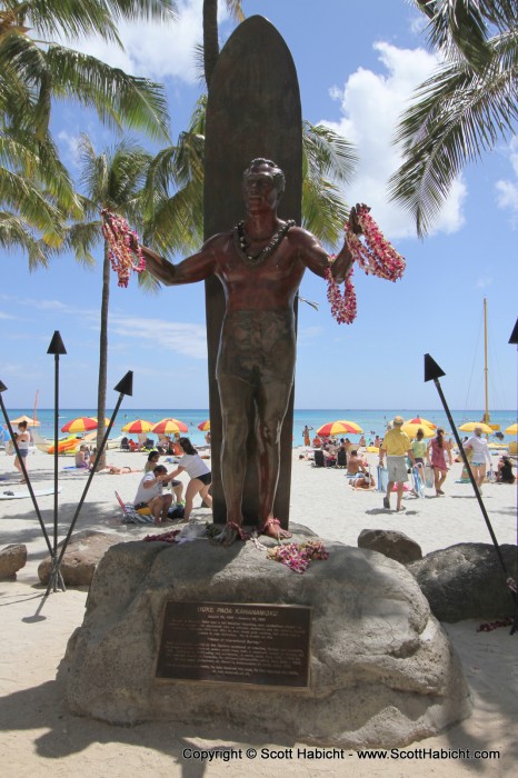 Duke Paoa Kahinu Mokoe Hulikohola Kahanamoku, the man credited with spreading the sport of surfing.