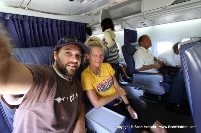 We flew first class from Oahu to Hawaii (the Big Island).