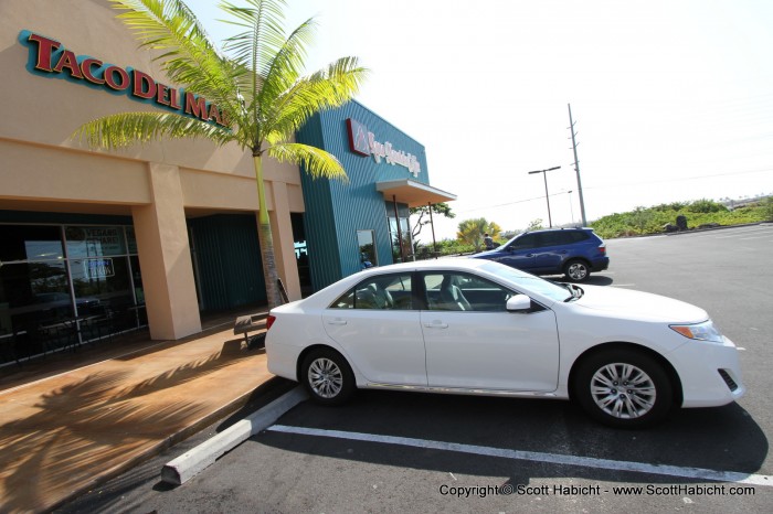 One of our bags got lost, so we drove our third rental car for the trip to Taco Del Mar and waited for the bag to arrive.