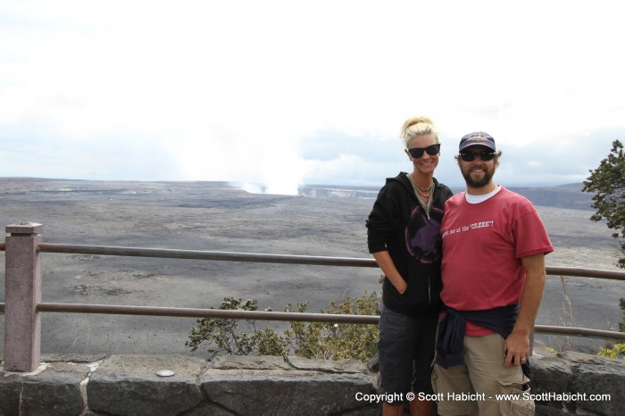 A quick photo in front of the active volcano...