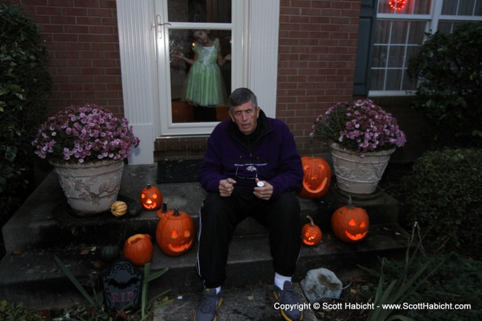 Mike made sure all the pumpkins had candles.