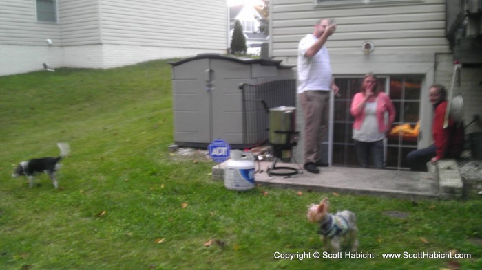 Brewing beer with family.