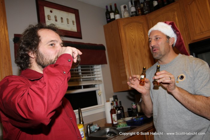 Dave telling me we are going to replicate the "2 bottles of the best scotch" picture.