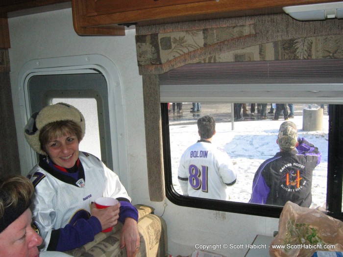 It was really cold, and the ladies mostly stayed inside the RV.