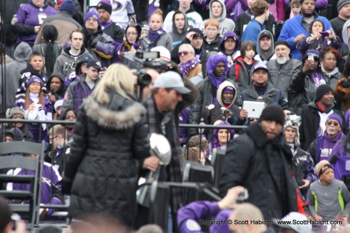 Blurry, but that is Steve Bisciotti carrying the Vince Lombardi Trophy.