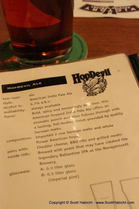 One of my beers, the HopDevil Ale.