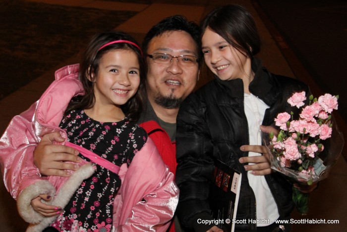 Pete and the girls after a school concert.