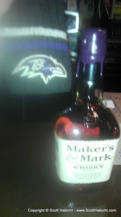 Notice the purple wax at the top in honor of the Ravens?