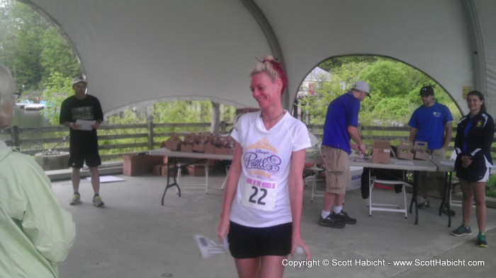 The inaugural Wine in the Woods 5K. Kelli ended up getting 2nd place in her division.