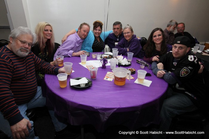 My table. Peter decided to wear purple. I don't think I would have worn yellow...