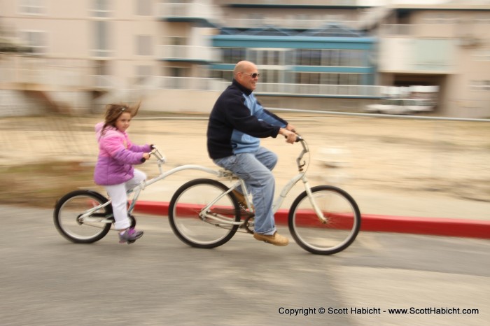 He does most of the work, but she is happy to ride.