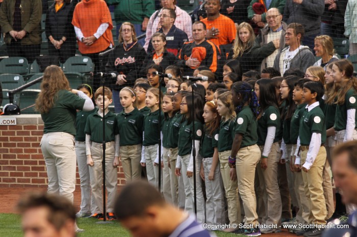 Ashley sang the national anthem at Camden Yards before an Orioles game with her singing group, The Station Singers.