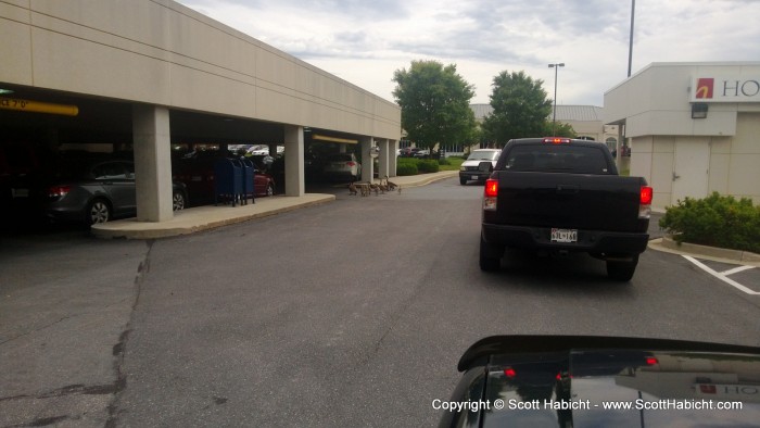 Geese crossing the street at work.