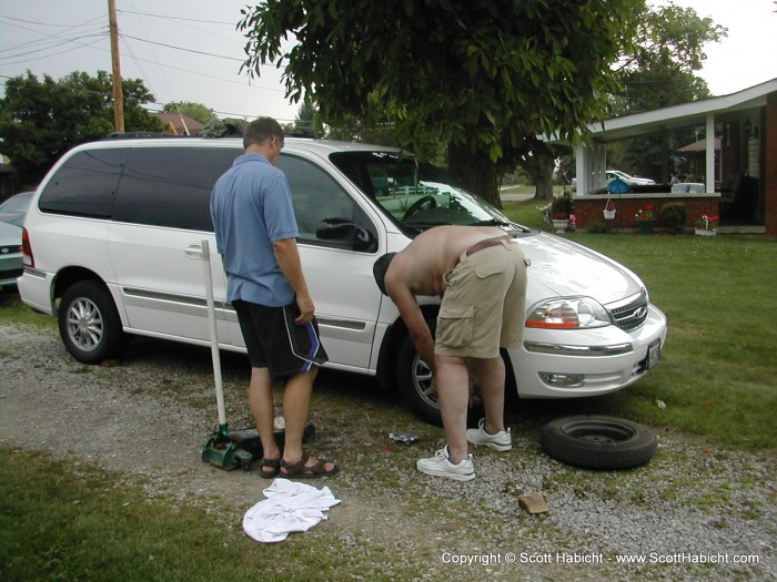 Really, it was just a flat tire, nothing can be done to a mini-van to make it cool.