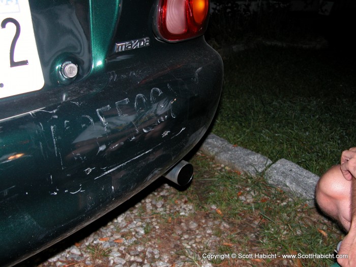 The funny thing was, the cops wouldn't help him find the person who did the hit and run. (that is the license plate from the hit and run vehicle).