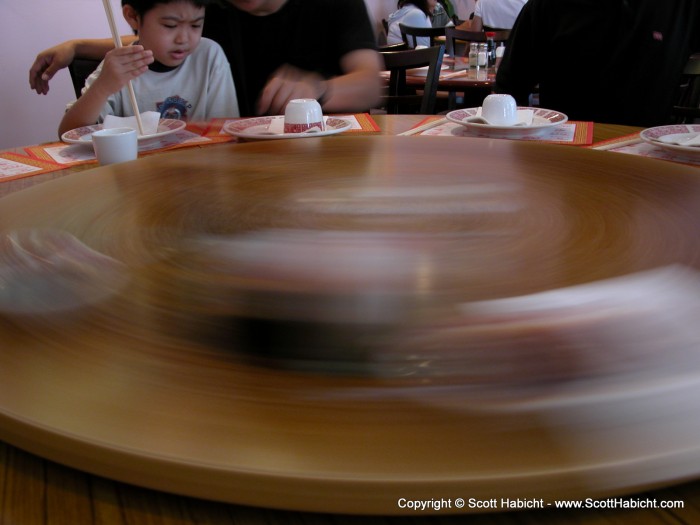 Food is put on this big wheel in front of you and you just dial up what you want.