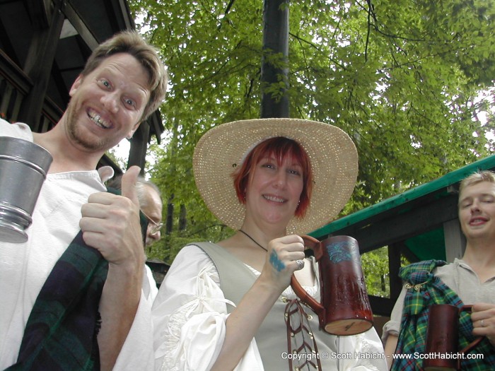 This was shot from the waist up because they were all holding their kilts up to be funny.