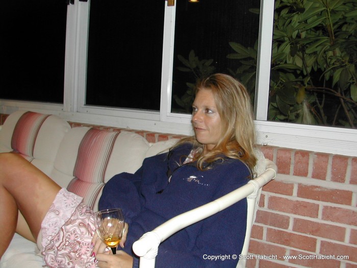 Kelli enjoys a nice early fall evening at her mother's house.