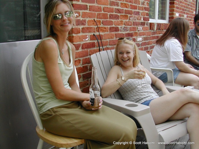 Kelli and Sarah kick back at Mo and Val's party.