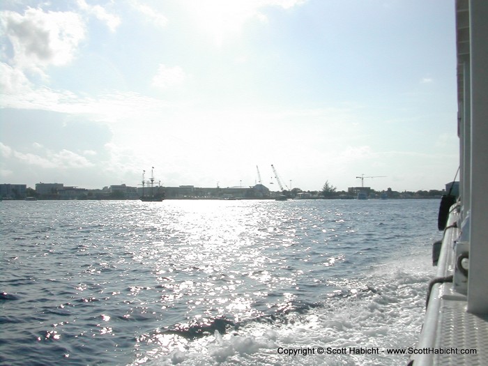 Coming into George Town, Grand Cayman.