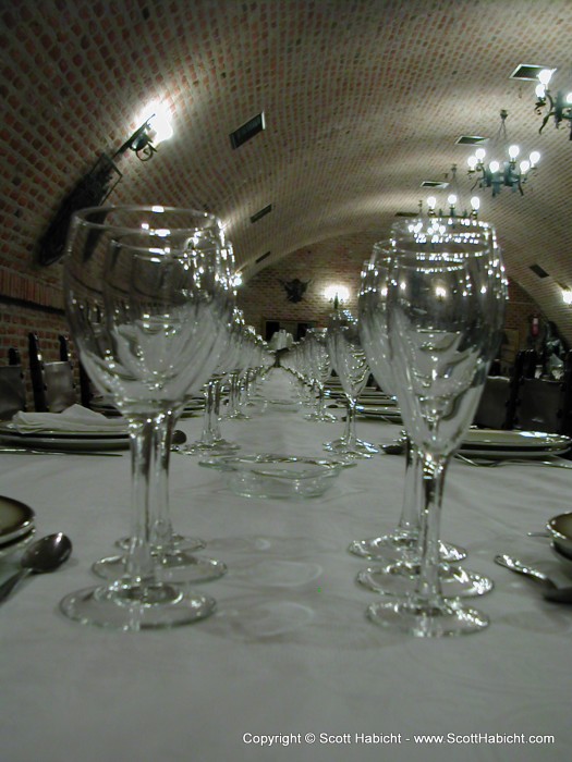 This is a really long banquet table upstairs.